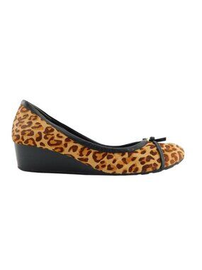 COLE HAAN Bow Tie Leopard Calf Hair Ballet Wedge Heels 10